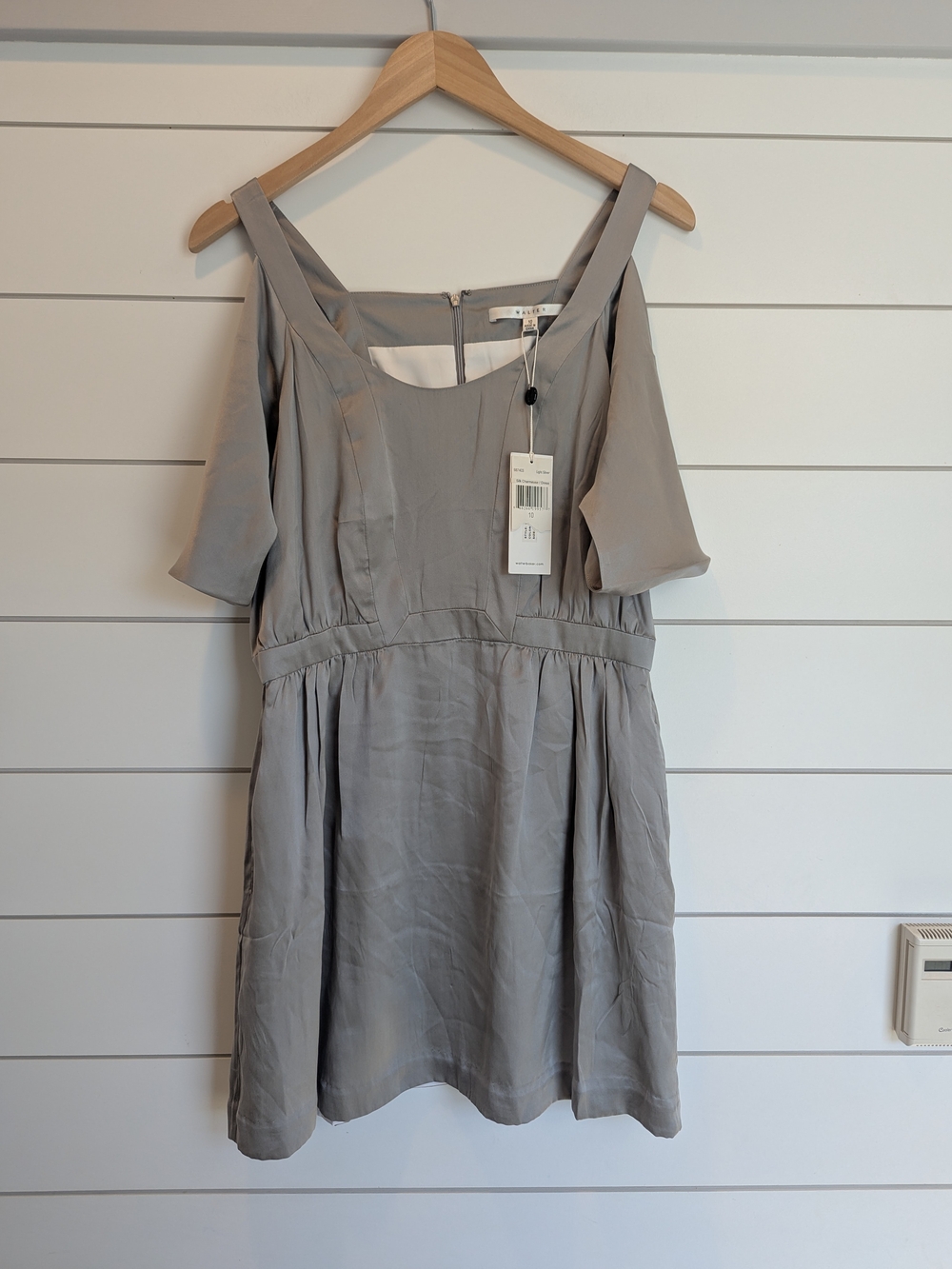 Walter Baker Silk Charmeuse Sleeveless Dress Mini Light Silver Size 10 Cocktail